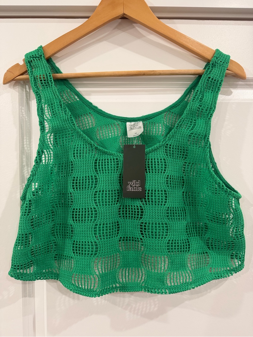 wild fable Bright Green Crochet Crop Tank
